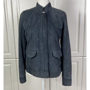 Peter Millar Womens Size M Blue 100% Lamb Leather Suede Zip Front Jacket READ